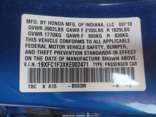 19XFC1F3XKE002471 Honda CIVIC EX