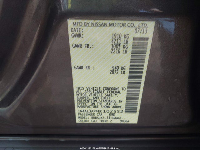 1N4AL3AP4EC102552 Nissan 2014