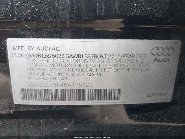 2006 AUDI S4 WAUGL78E46A178122 Photo 8