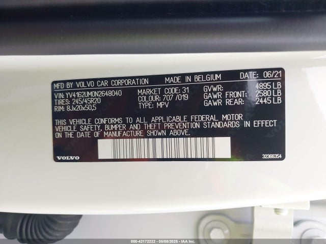 YV4162UM0N2648040 Volvo Xc40 T5 R-design