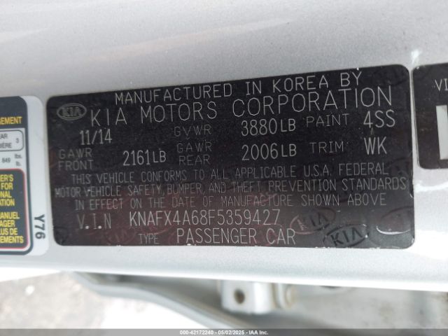 KNAFX4A68F5359427 KIA FORTE LX