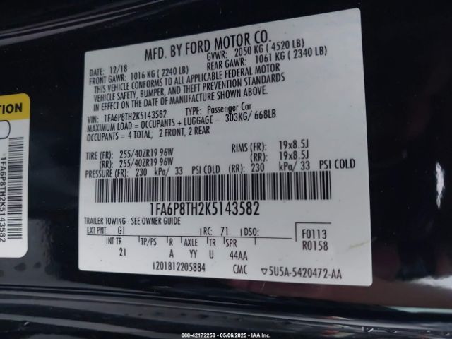 1FA6P8TH2K5143582 Ford Mustang Ecoboost