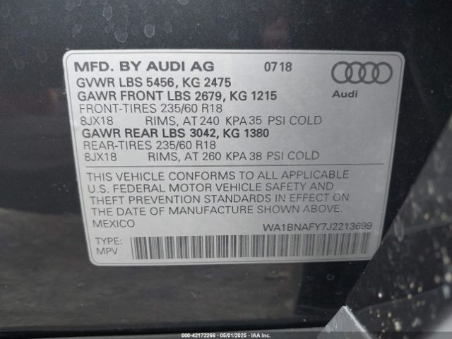 2018 AUDI Q5 WA1BNAFY7J2213699 Photo 8
