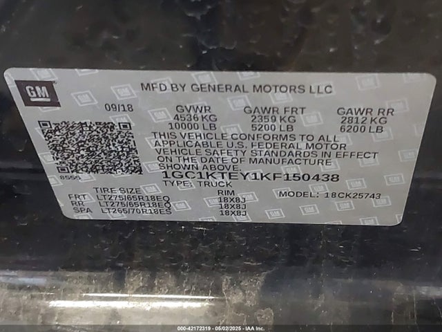 1GC1KTEY1KF150438 Chevrolet Silverado 2500hd Ltz