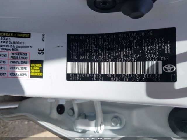 5YFB4MDE1RP170932 Toyota COROLLA LE