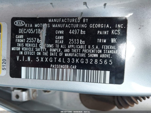 5XXGT4L33KG328565 KIA gdi