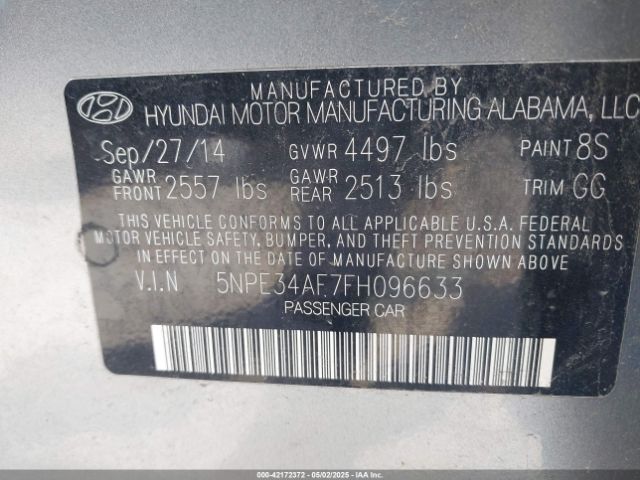 5NPE34AF7FH096633 Hyundai Sonata Sport