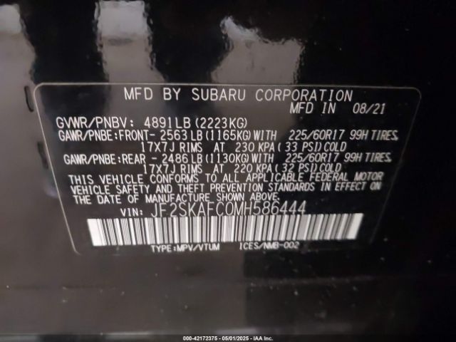 2021 SUBARU FORESTER JF2SKAFC0MH586444 Photo 8