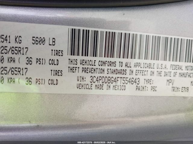 3C4PDDBG4FT554643 Dodge Journey Sxt