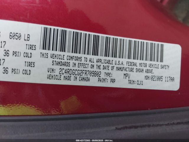 2C4RDGCG2FR709802 Dodge Grand Caravan Sxt Plus