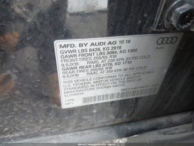 2019 AUDI Q7 WA1LHAF74KD017633 Photo 8