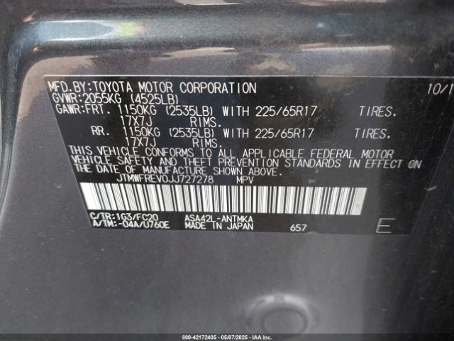 JTMWFREV0JJ727278 Toyota Rav4 Xle