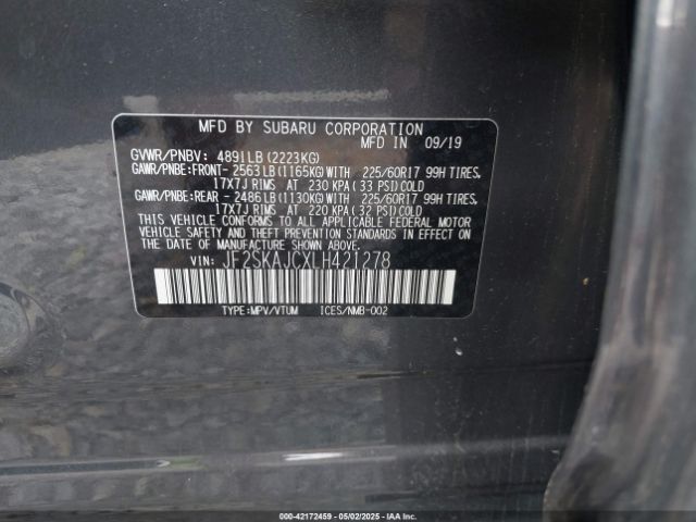 2020 SUBARU FORESTER JF2SKAJCXLH421278 Photo 8