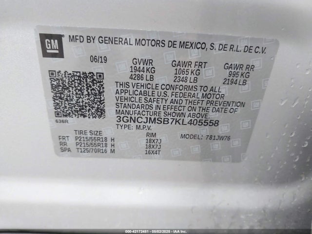 Chevrolet Trax Premier 2019 3GNCJMSB7KL405558 Image 9