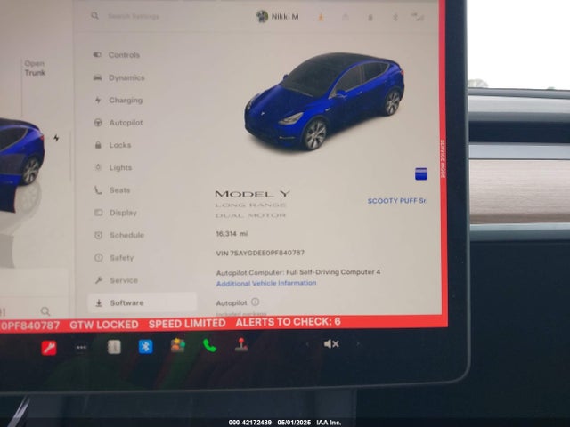 7SAYGDEE0PF840787 Tesla Model Y Awd/long Range Dual Motor All-wheel Drive