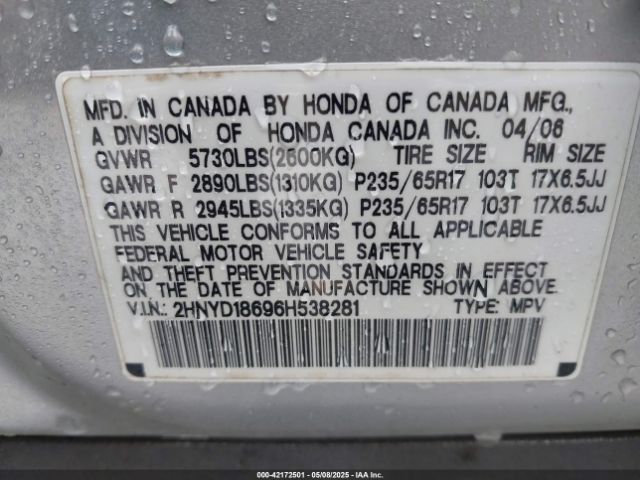 2006 ACURA MDX 2HNYD18696H538281 Photo 8