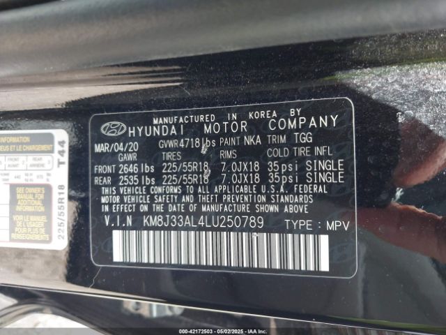 KM8J33AL4LU250789 Hyundai TUCSON SEL