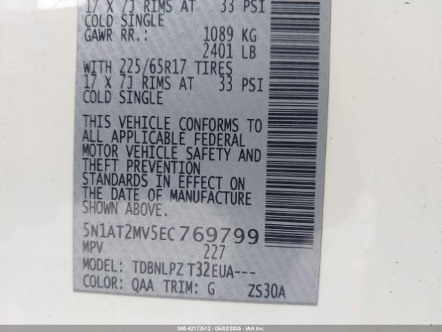 5N1AT2MV5EC769799 Nissan Rogue S/sl/sv
