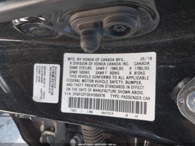 2HGFC2F59JH566978 Honda Civic Lx