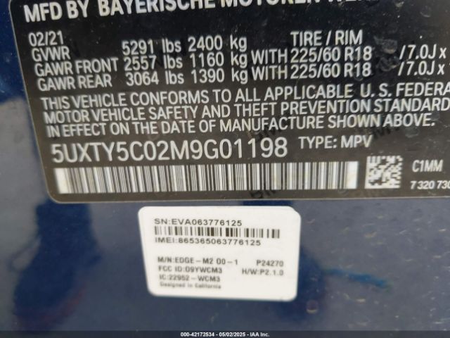 2021 BMW X3 5UXTY5C02M9G01198 Photo 8