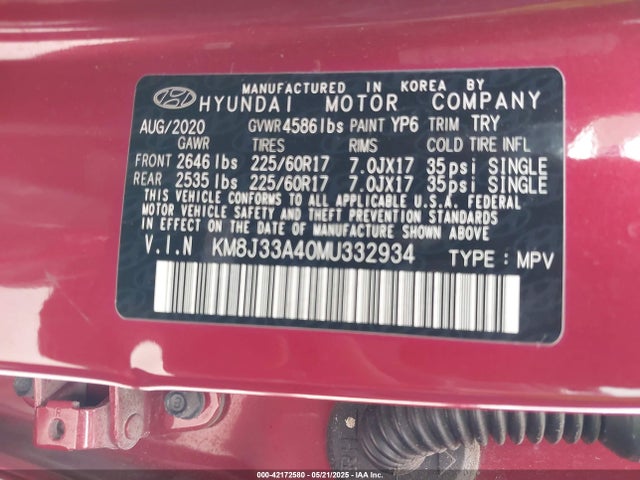 Hyundai gdi nu 2021 KM8J33A40MU332934 Image 9