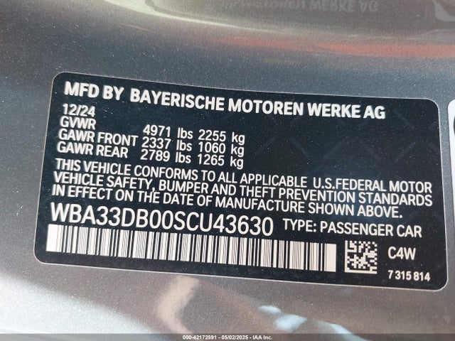BMW 430I 2025 WBA33DB00SCU43630 Image 9