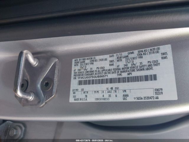 1FMCU0G75GUB56571 Ford ESCAPE SE