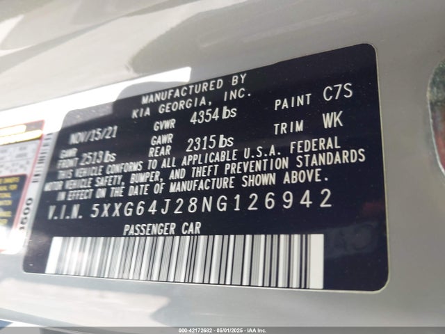 5XXG64J28NG126942 KIA t-gdi gamma ii