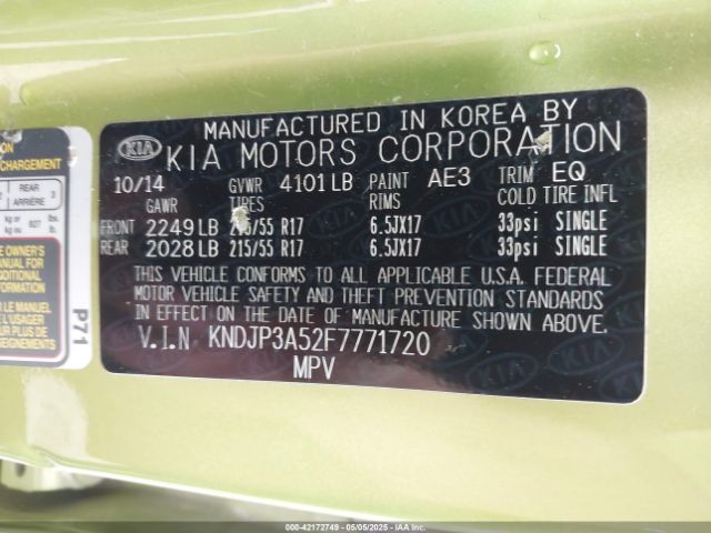 KNDJP3A52F7771720 KIA SOUL +