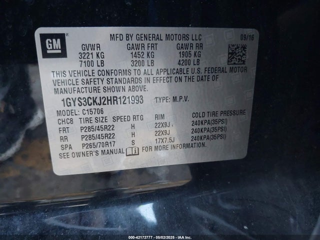 2017 CADILLAC ESCALADE 1GYS3CKJ2HR121993 Photo 8