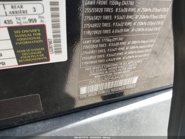 SALGS2EF4GA287907 Land Rover s/c lev2 ulev