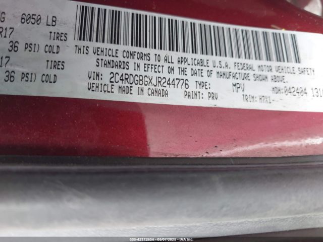 2C4RDGBGXJR244776 Dodge Grand Caravan Se