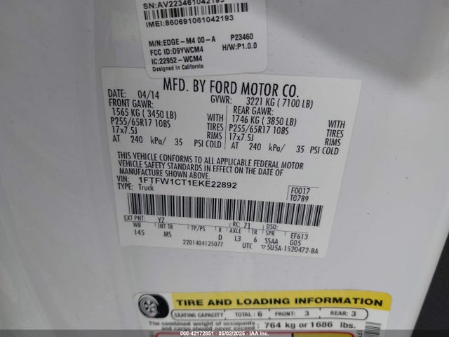 Ford F-150 2014 1FTFW1CT1EKE22892 Image 9