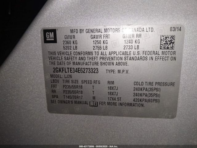 2GKFLTE34E6273323 GMC lfx - vvt, e85 max, aluminum