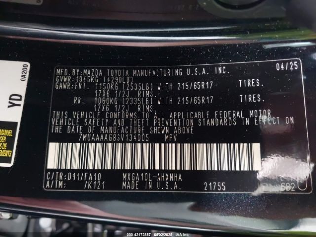 7MUAAAAG8SV134005 Toyota Corolla Cross L