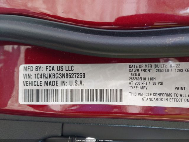 2022 JEEP GRAND CHEROKEE L 1C4RJKBG3N8627259 Photo 8