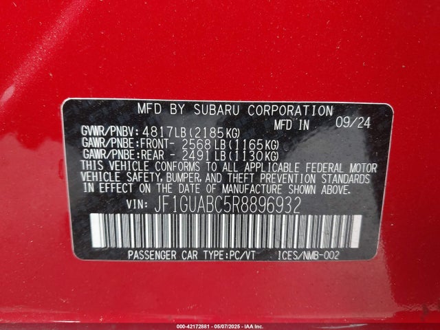 JF1GUABC5R8896932 Subaru na