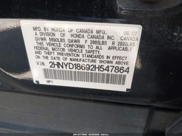 2002 ACURA MDX 2HNYD18692H547864 Photo 8
