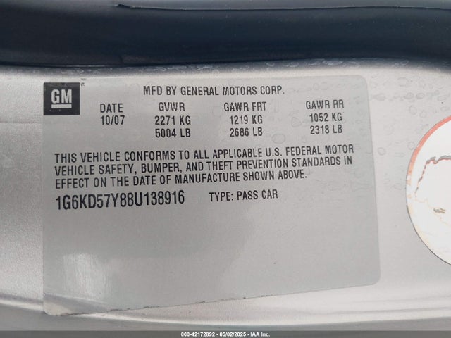 2008 CADILLAC DTS 1G6KD57Y88U138916 Photo 8