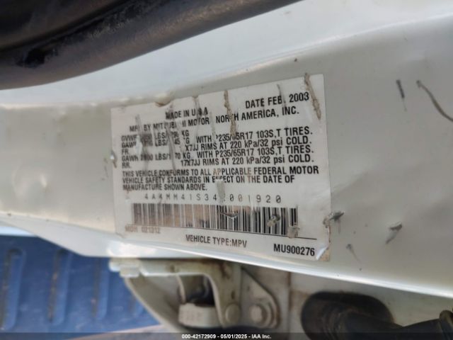 2004 MITSUBISHI ENDEAVOR 4A4MM41S34E001920 Photo 8