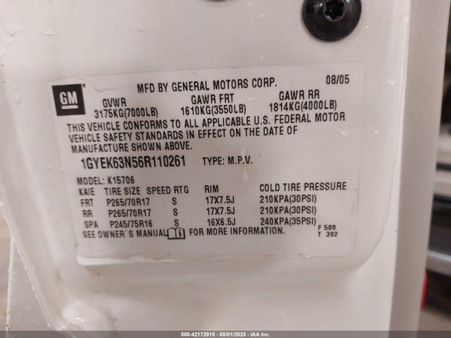 2006 CADILLAC ESCALADE 1GYEK63N56R110261 Photo 8