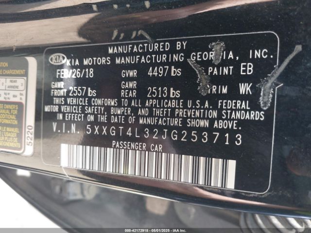 5XXGT4L32JG253713 KIA Optima Lx