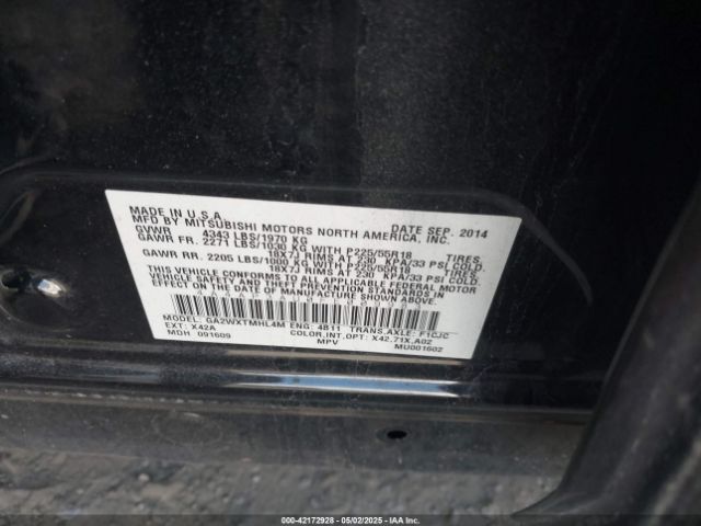 4A4AP3AU0FE009983 Mitsubishi Outlander Sport Es