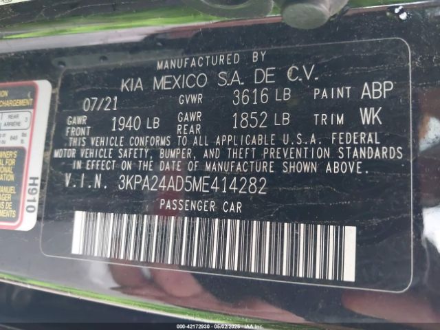 2021 KIA RIO 3KPA24AD5ME414282 Photo 8
