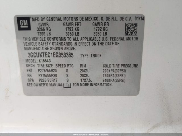 3GCUKTEC1EG353365 Chevrolet Silverado 1500 High Country