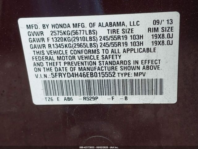 5FRYD4H46EB015552 Acura Mdx Technology Package