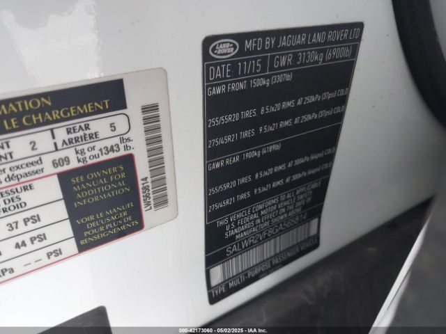 SALWR2VF8GA565814 Land Rover Range Rover Sport 3.0l V6 Supercharged Hse