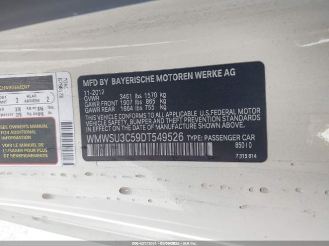 2013 MINI HARDTOP WMWSU3C59DT549526 Photo 8