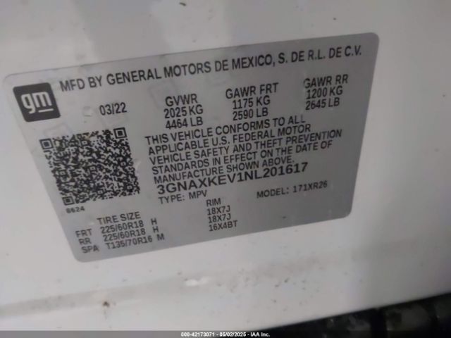 2022 CHEVROLET EQUINOX 3GNAXKEV1NL201617 Photo 8