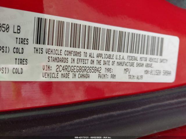 2C4RDGEG8GR265842 Dodge Grand Caravan R/t